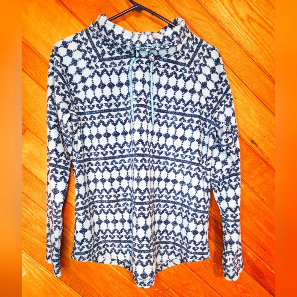 Lee Riders blue cowl neck 2 toned patterned blue medium pullover sweatshirt